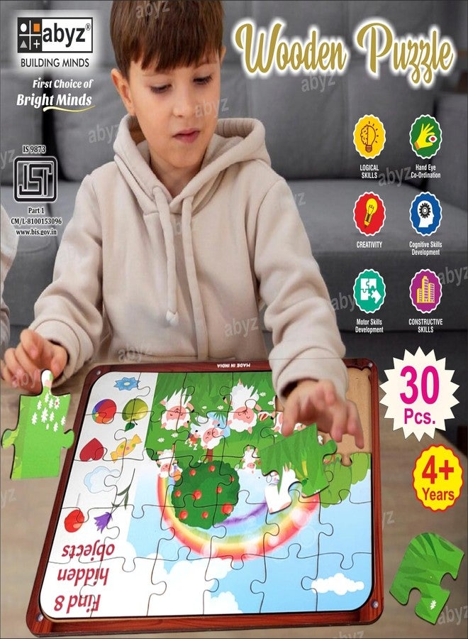 أحجية الصور المقطوعة الخشبية من ABYZ - مجموعة ألعاب يوم المرح مع الخروف للمرح والتعليم والمستكشفين الصغار، 30 قطعة ومجموعة من 5 ألعاب ممتعة متعددة الألوان | هدية عيد ميلاد للأطفال من سن 3 إلى 6 سنوات. - Image 5